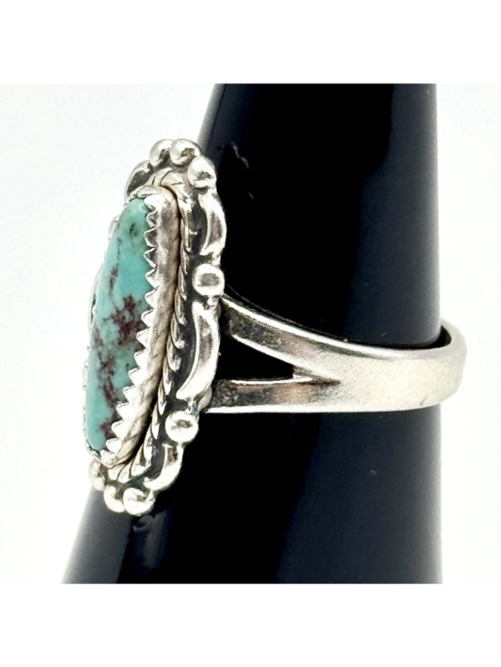 Vintage Sterling Silver Turquoise Size 6.5 Bell Trading Post Native American - Picture 5 of 16